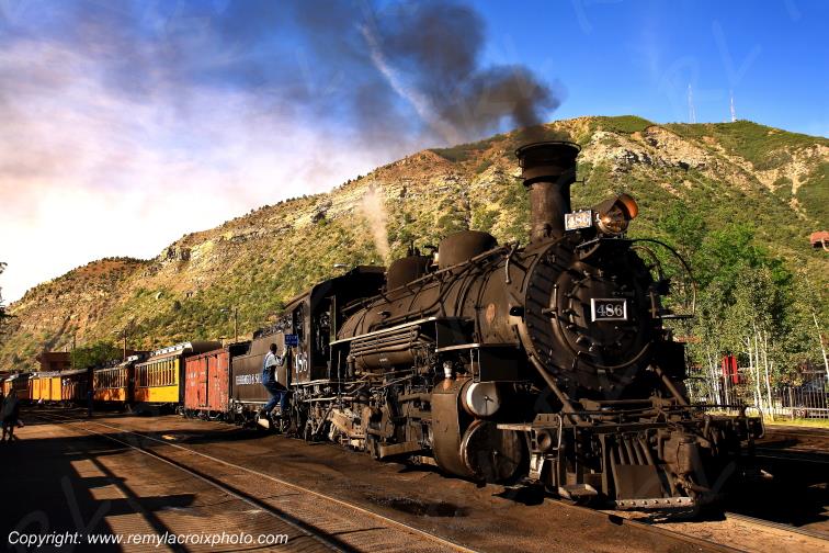 Steam train Durango Silverton Rocky Mountains Colorado USA www.remylacroixphoto.com