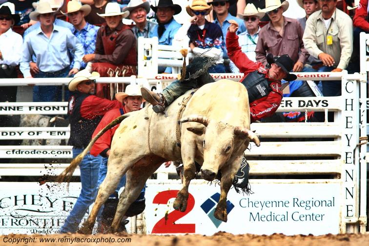 Cheyenne Frontier Days rodeo Bull Riding Wyoming USA www.remylacroixphoto.com
