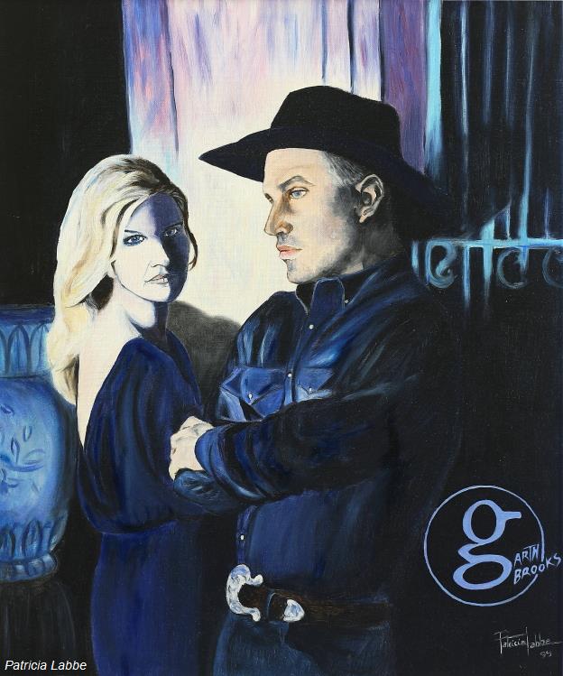 Garth Brook & Trisha Yearwood - Huile sur carton entoil�. Format 46x55 cm
