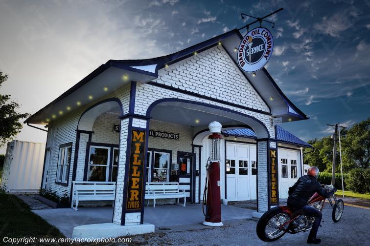 Standard Oil Gas Station 1932 Odell Route 66 Highway 66 Chopper Illinois USA www.remylacroixphoto.com