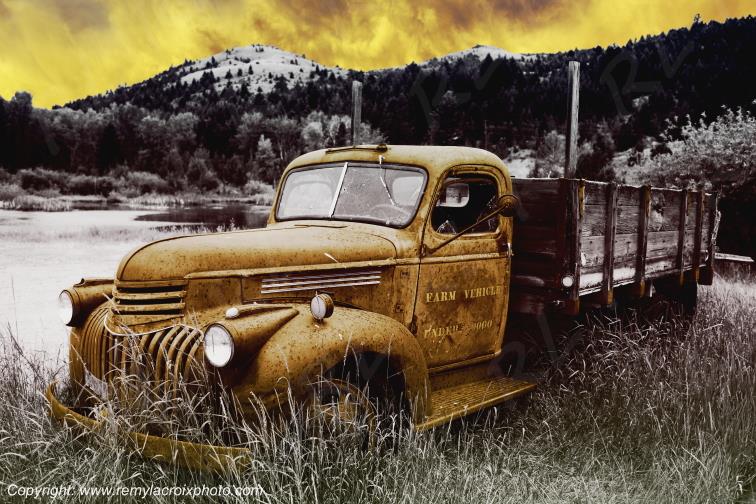 Farm truck Chevrolet wreck Virginia City Montana USA www.remylacroixphoto.com