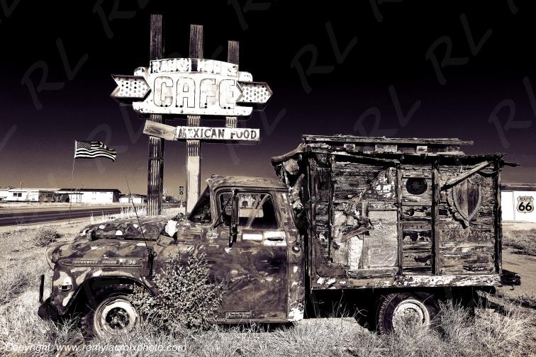 Route 66 Ranch House Cafe Tucumcari New-Mexico Old Camper Van USA www.remylacroixphoto.com