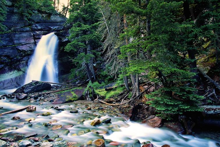 Baring Falls Glacier National Park Montana USA www.remylacroixphoto.com