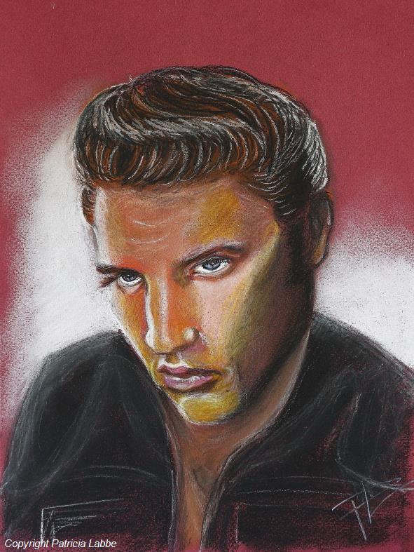 The King, Elvis Presley - Dessin crayons couleur 24x32cm