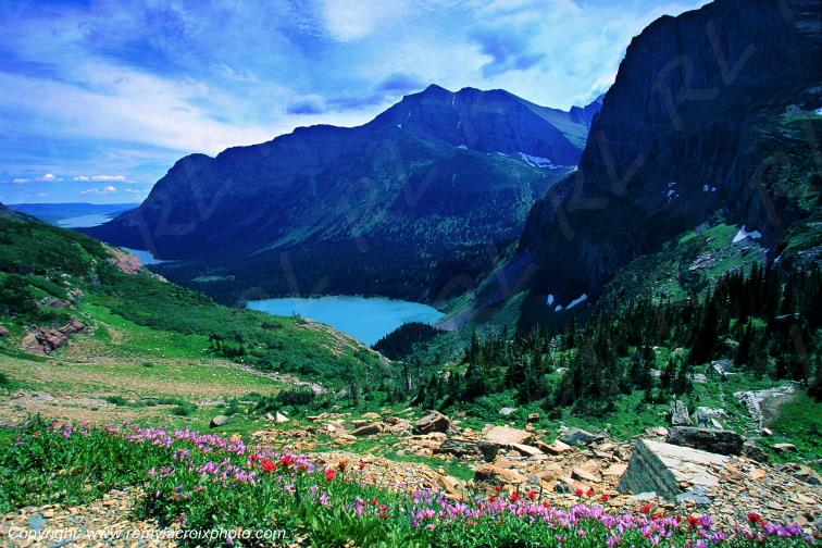 Grinnell Lake Rocky Mountains Glacier National Park Montana USA