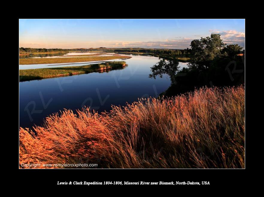 Lewis & Clark Expedition 1804-1806 Missouri River near Bismark North Dakota USA