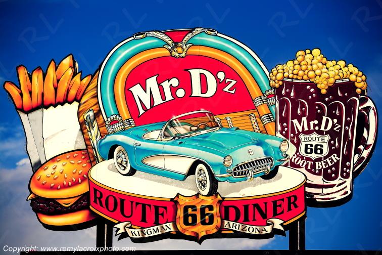 Mr D'z Diner Route 66 Diner Signs Kingman Route 66 Arizona USA www.remylacroixphoto.com