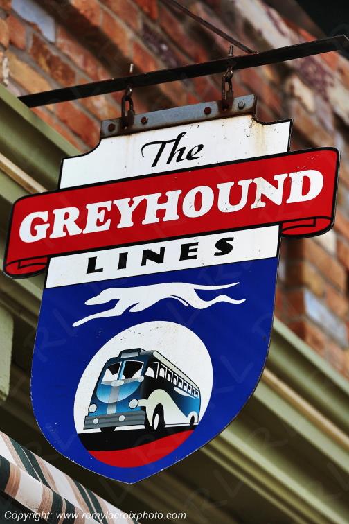 Atlanta Greyhound Bus Station Sign Route 66 Illinois USA www.remylacroixphoto.com