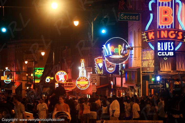 Beale Street night Memphis Tennessee USA www.remylacroixphoto.com