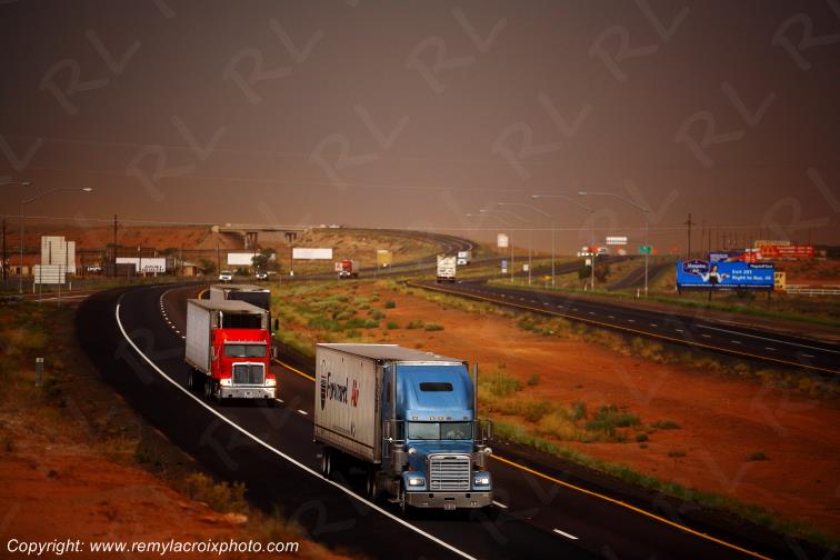 Highway US 40 Trucks Route 66 Winslow Arizona USA www.remylacroixphoto.com