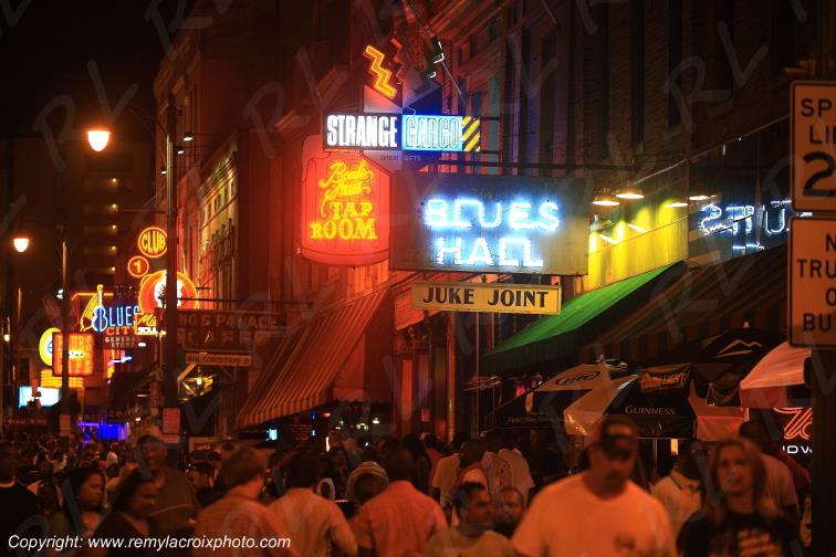 Beale Street night Memphis Tennessee USA www.remylacroixphoto.com