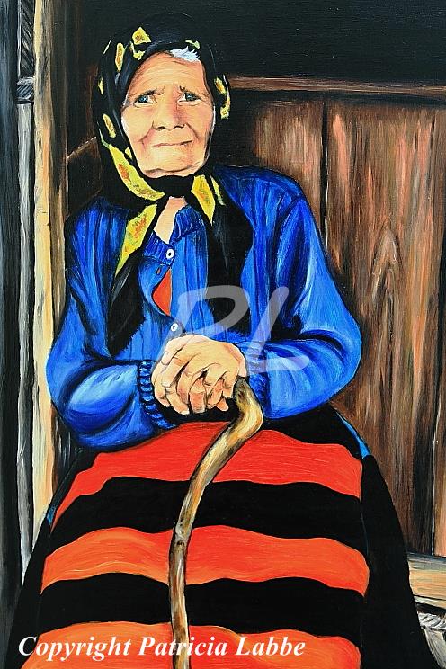 Femme en costume traditionnel des Maramures - Huile sur toile - Format 46x55 cm