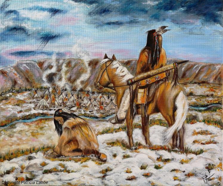 Le massacre de Washita - Huile sur toile - Format 55x46 cm