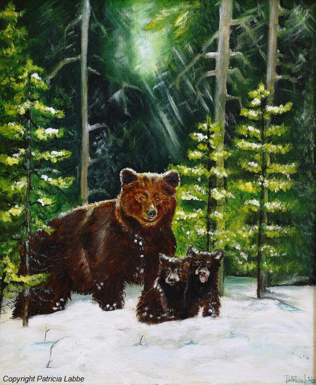L'ours brun des Pyr�n�es - Huile sur toile - Format 38x46 cm