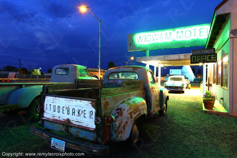 Wigwam Motel Holbrook Route 66 The Mother Road Studebaker Pick-up Truck Arizona USA www.remylacroixphoto.com