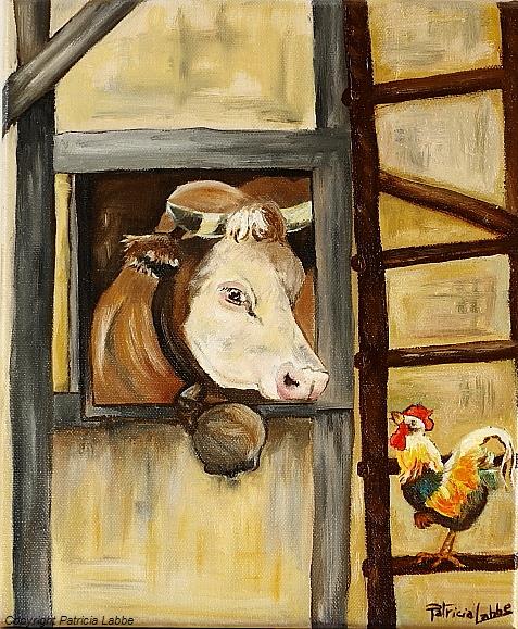 A la ferme. Huile sur toile - Format 25x30 cm