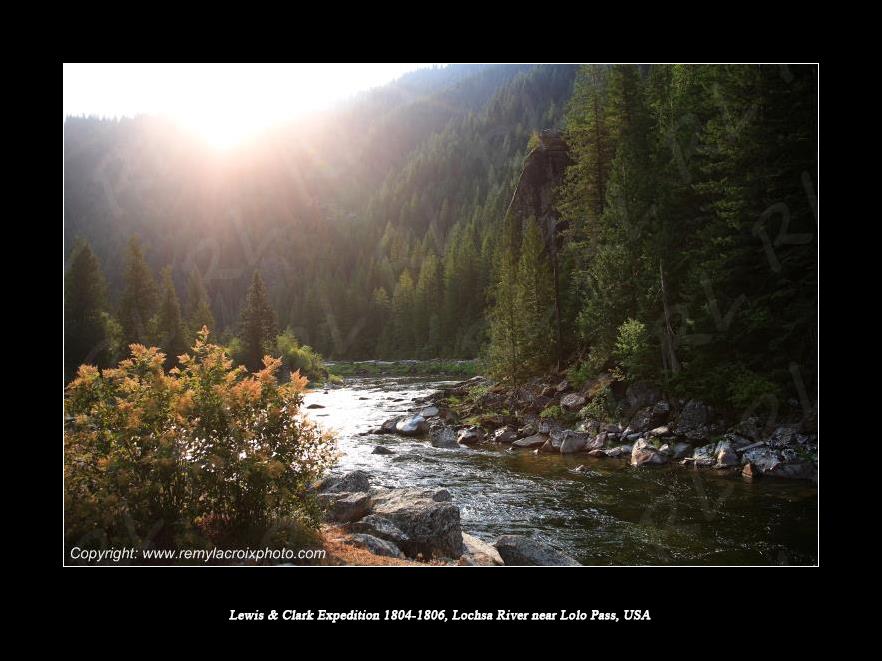 Lewis & Clark Expedition 1804-1806 Lochsa River near Lolo Pass Idaho USA