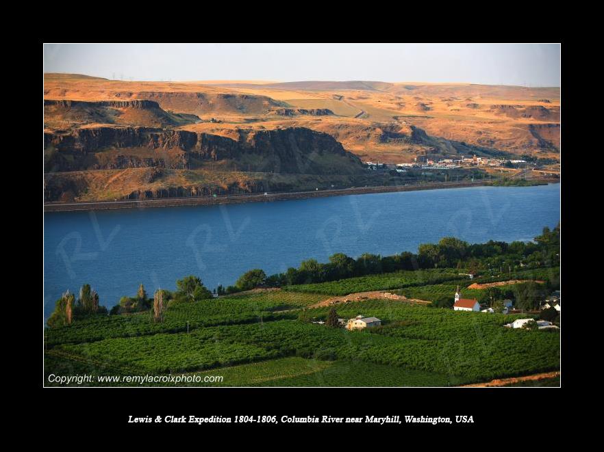 Lewis & Clark Expedition 1804-1806 Columbia River near Maryhill Washington USA