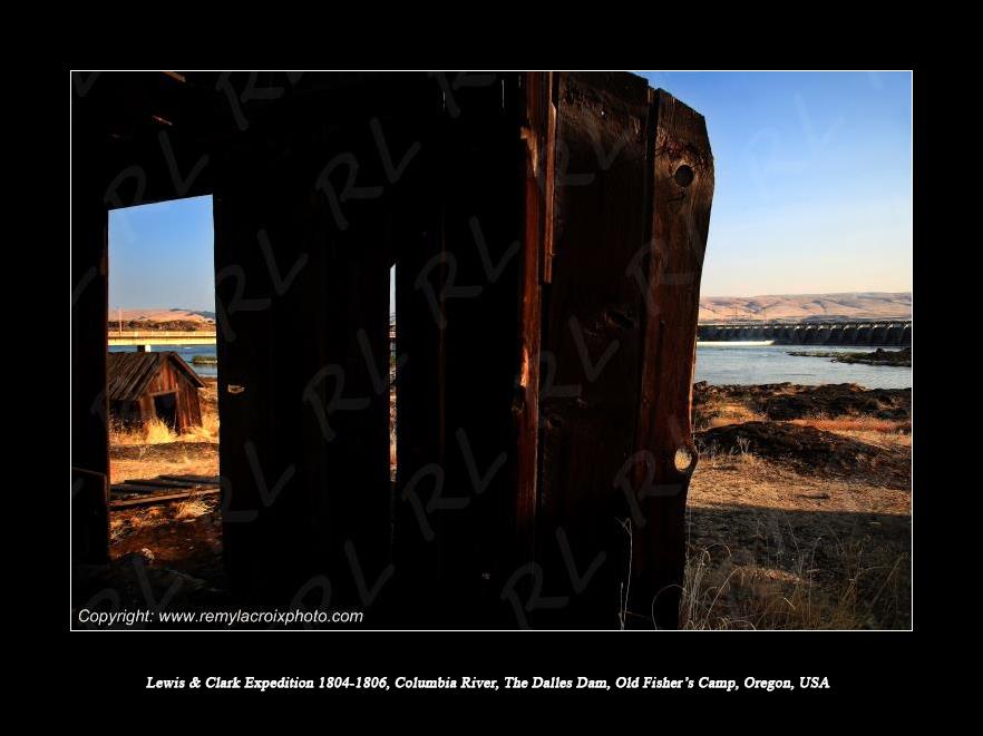 Lewis & Clark Expedition 1804-1806 Columbia River The Dalles Dam Old Fisher's Camp Oregon USA