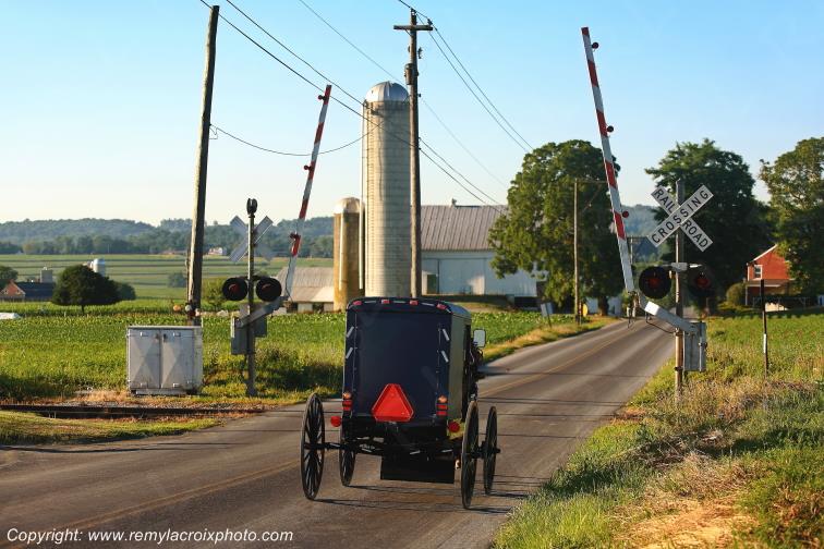 Lancaster Dutch County Amish Buggy Strasburg Pennsylvania Pennsylvanie USA ww.remylacroixphoto.com