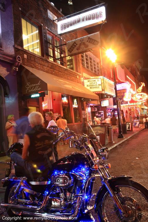 Broadway by night Nashville Tennessee USA