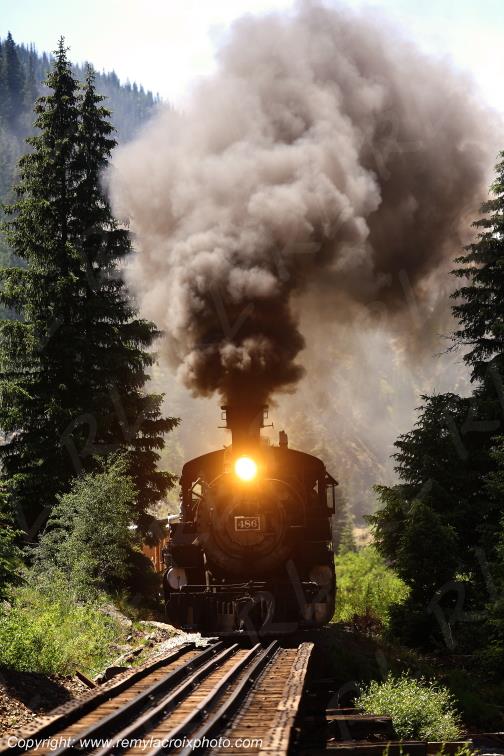 Steam train Durango Silverton Rocky Mountains Colorado USA