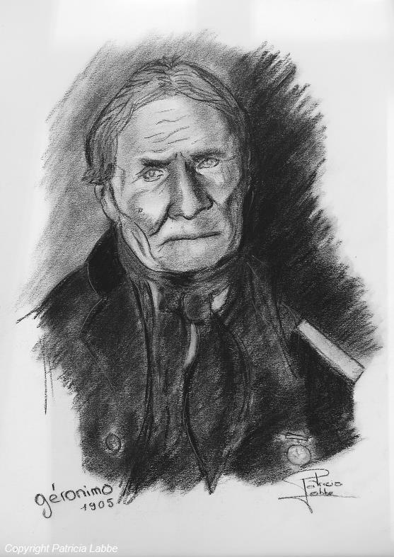 Geronimo chef Apache- Crayon noir sur papier canson 40x50