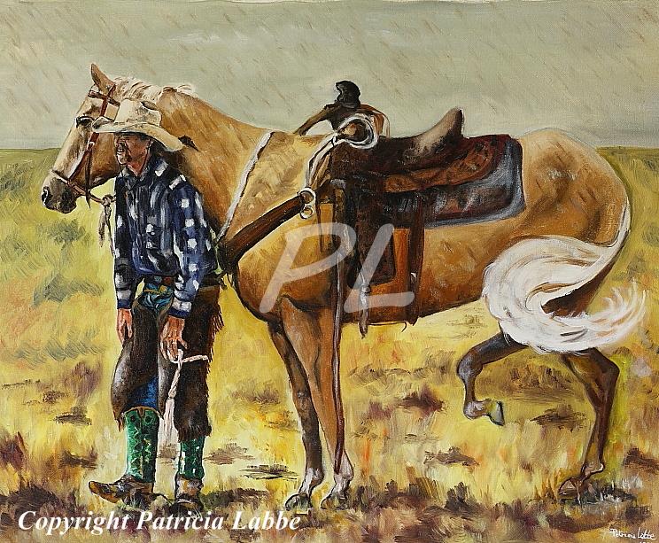 Instant de complicit� dans les plaines arides du Texas - Huile sur toile - Format 61x50 cm