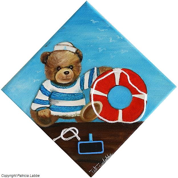 Petit ours marin - Huile sur toile - Format 20x20 cm