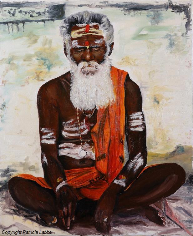 Brahmane Hindou - Huile sur toile - Format 50x61 cm