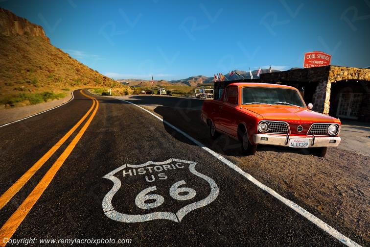 Route 66 Cool Springs Cabin Plymouth Barracuda 1966 The Mother Arizona USA www.remylacroixphoto.com