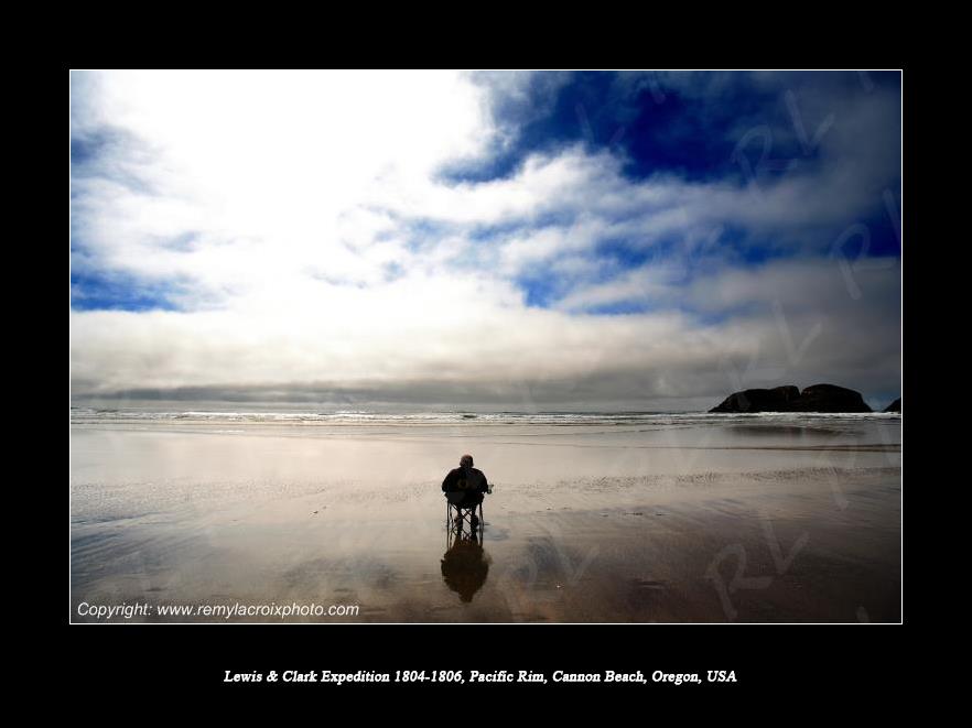 Lewis & Clark Expedition 1804-1806 Solitary Man Cannon Beach Oregon USA