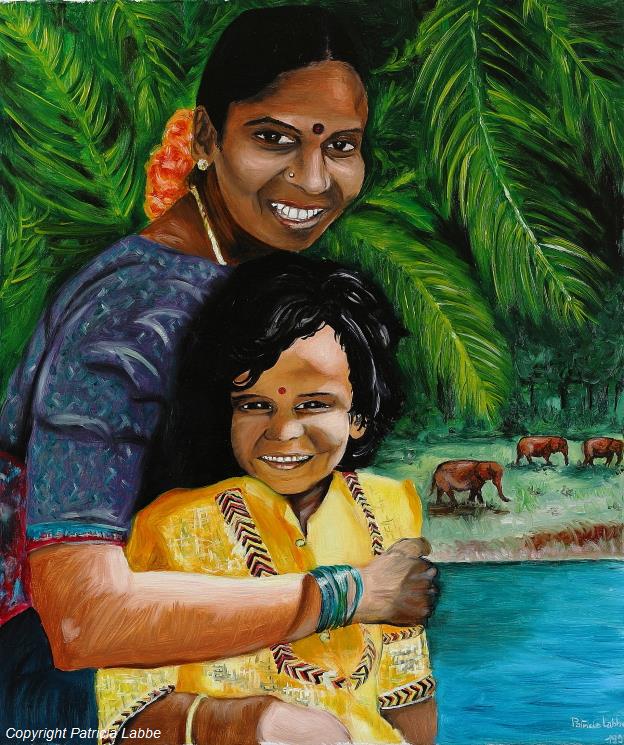 Visages du Kerala - Huile sur toile - Format 46x55 cm