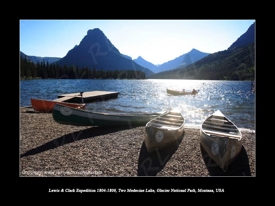 Lewis & Clark Expedition 1804-1806 Two Medecine Lake Glacier National Park Montana USA