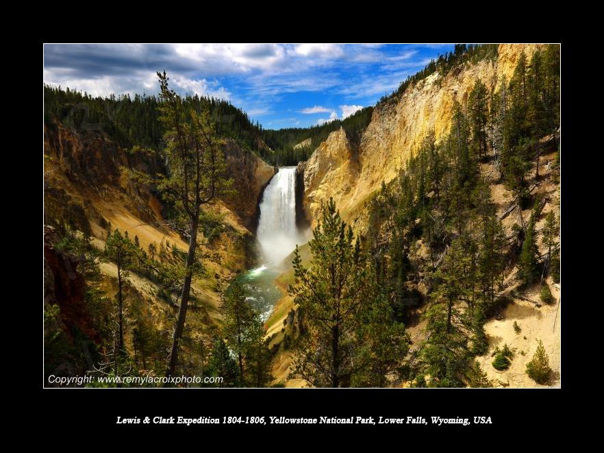 Lewis & Clark Expedition 1804-1806 Lower Falls Yellowstone Canyon Wyoming USA