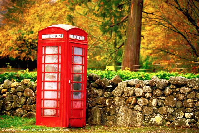Red phone box Rannoch Moor �cosse Scotland Grande-Bretagne Great Britain