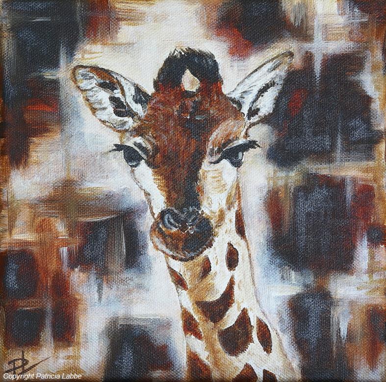 Girafon.  Acrylique sur toile 20x20 cm.